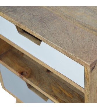 Table de chevet ajourée grise et blanche