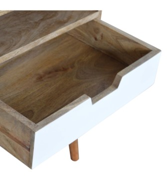 Table de chevet à tiroirs peinte en blanc