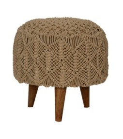 Repose-pieds beige crocheté