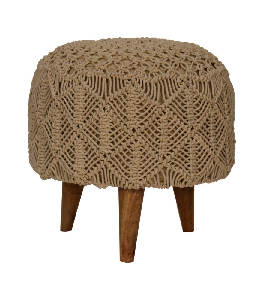 Repose-pieds beige crocheté
