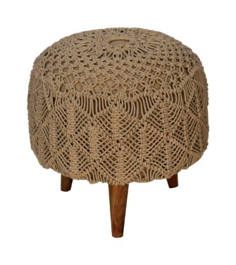 Repose-pieds beige crocheté