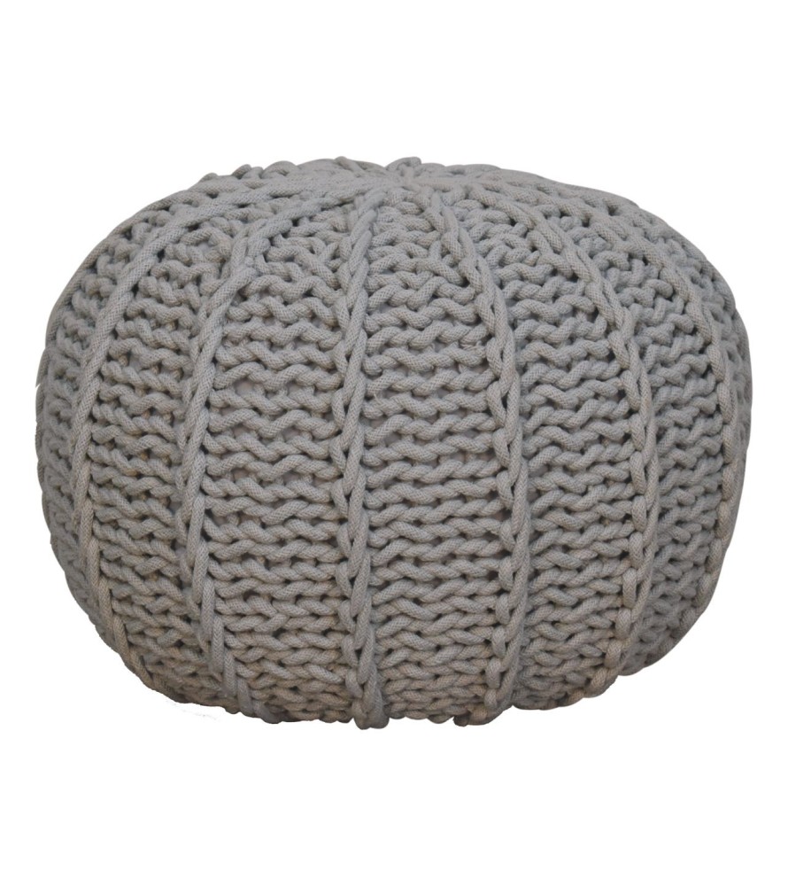 Grey Cable Pouffe