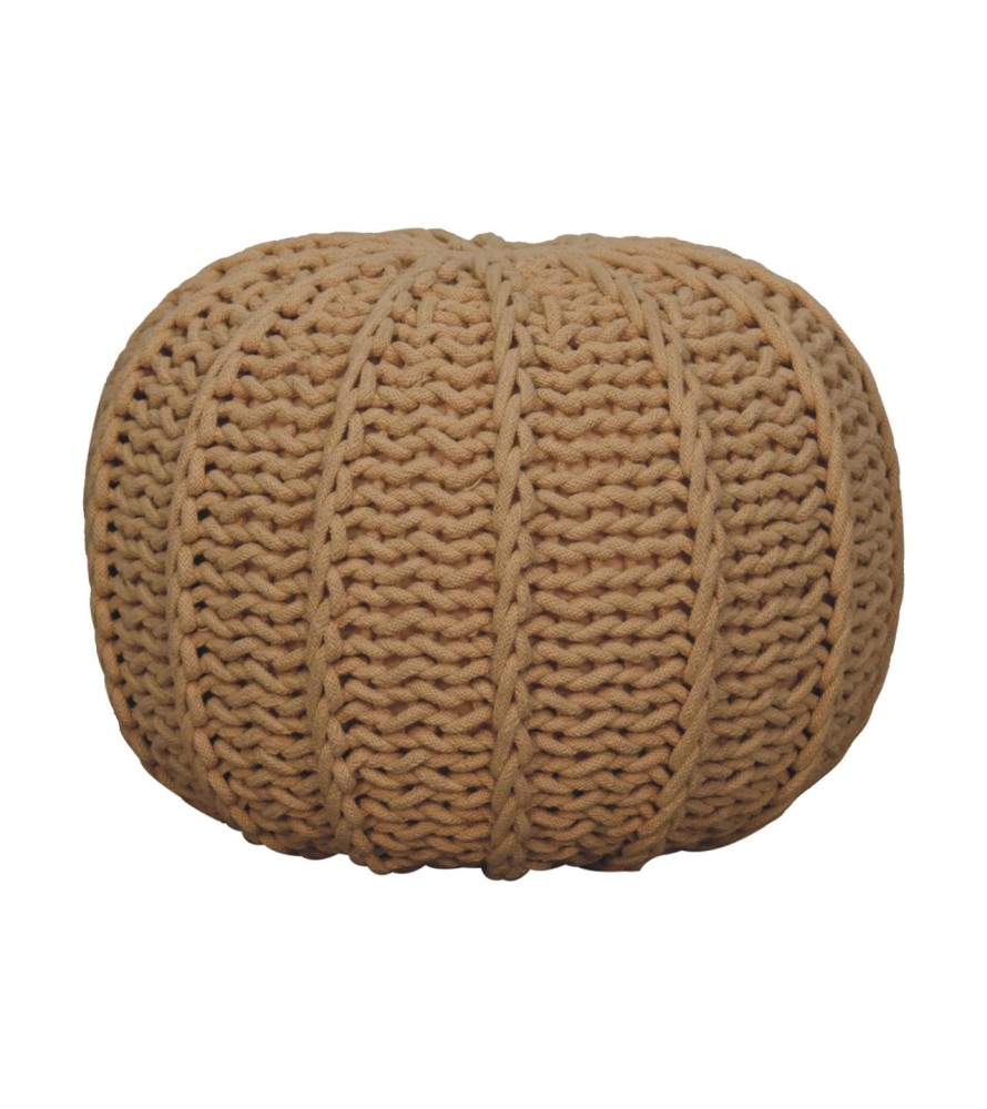 Pouf à câbles marron