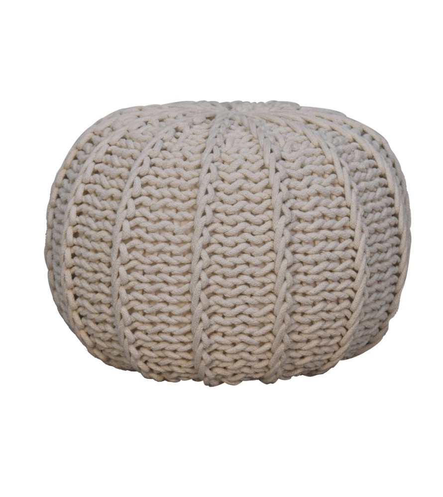 Cream Cable Pouffe