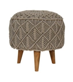 Repose-pieds gris crocheté
