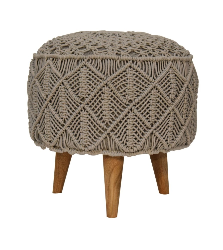 Repose-pieds gris crocheté