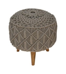 Repose-pieds gris crocheté