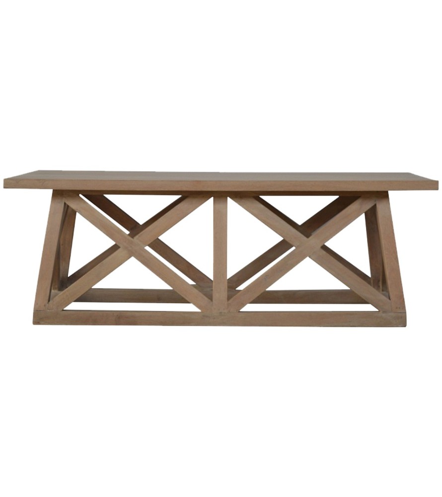 Table basse Trestle en bois de manguier