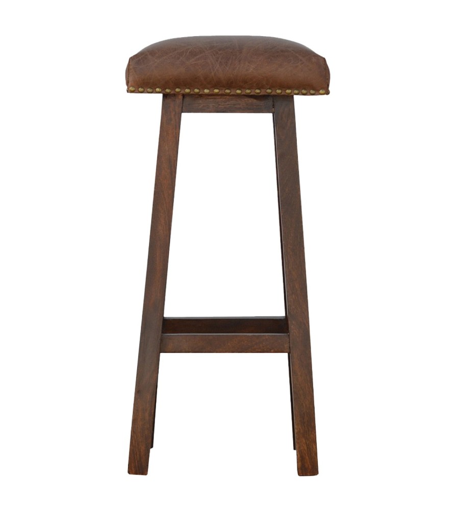 Tabouret de bar en cuir et laiton Buffalo