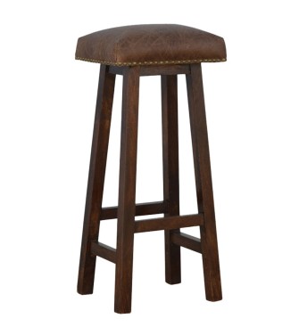 Tabouret de bar en cuir et laiton Buffalo