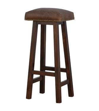 Tabouret de bar en cuir et laiton Buffalo