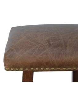 Tabouret de bar en cuir et laiton Buffalo