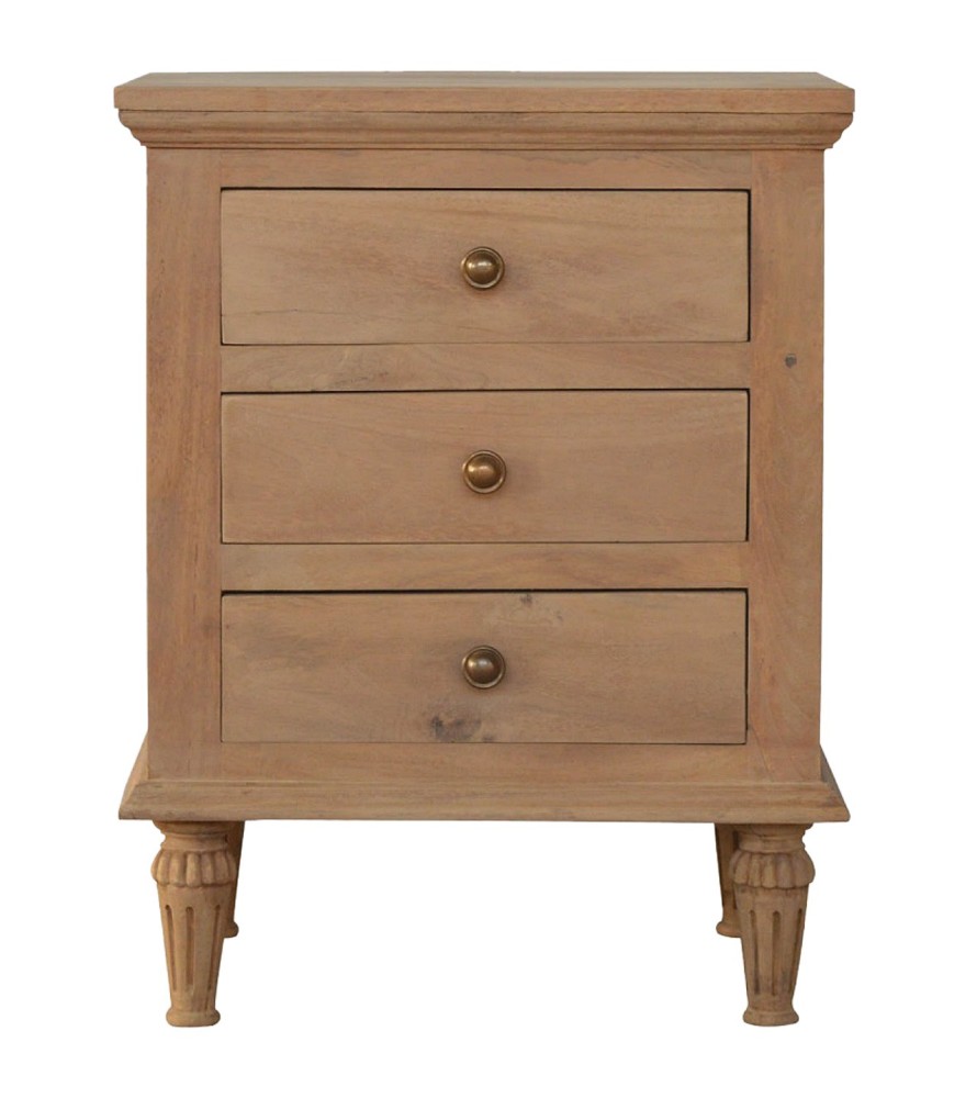 3 Drawer Mango Wood Bedside Table