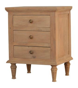 3 Drawer Mango Wood Bedside Table