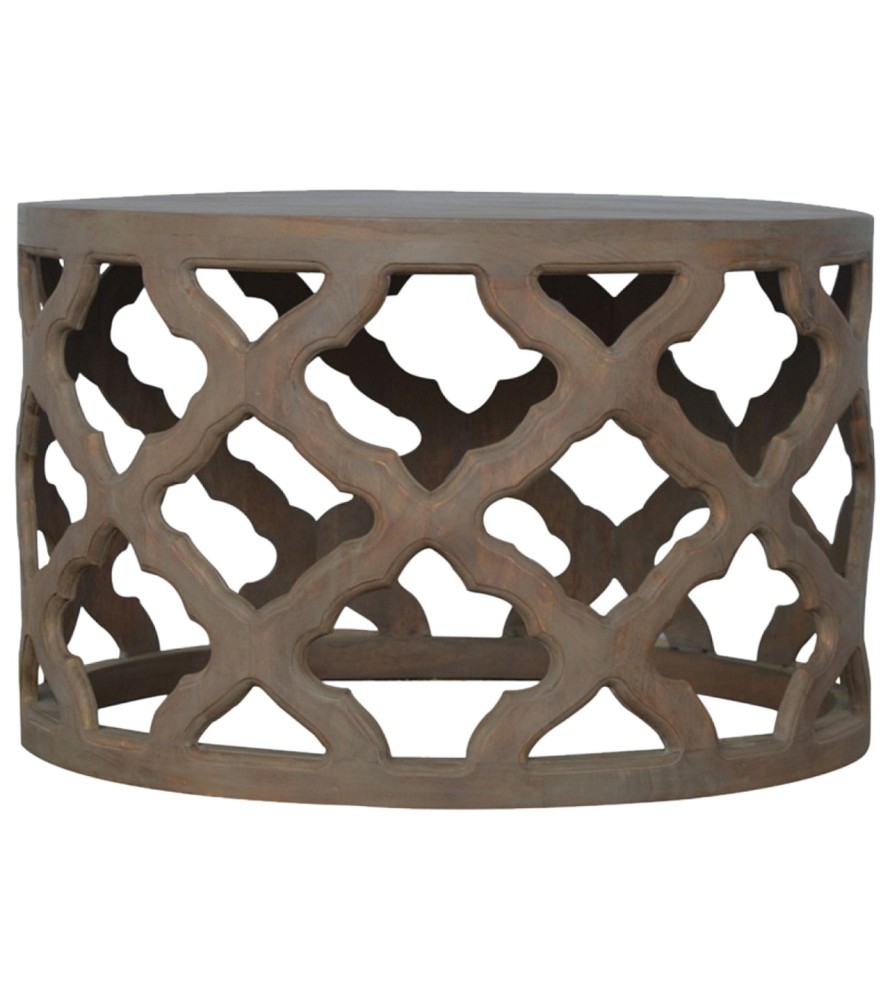 Tabouret ajouré grand format gris délavé