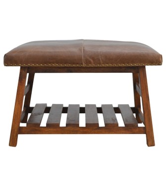 Buffalo Hide Square Foot Stool