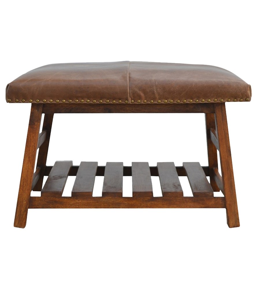 Buffalo Hide Square Foot Stool