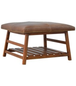 Buffalo Hide Square Foot Stool