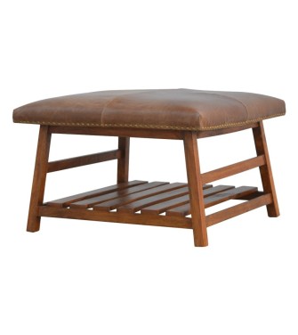 Buffalo Hide Square Foot Stool