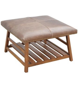 Buffalo Hide Square Foot Stool