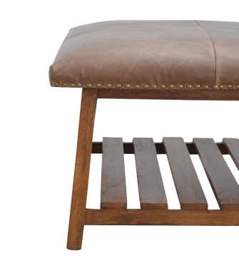 Buffalo Hide Square Foot Stool