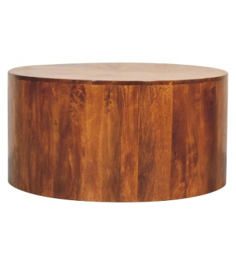 Table basse ronde en bois de finition châtaigne