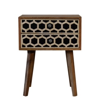 Table de chevet scandinave incrustée d'os
