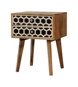 Table de chevet scandinave incrustée d'os