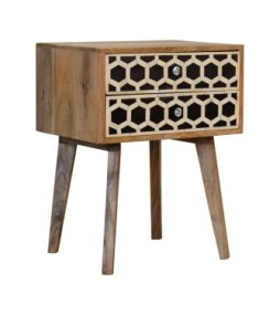 Table de chevet scandinave incrustée d'os