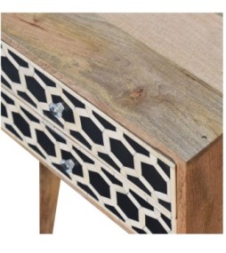 Table de chevet scandinave incrustée d'os