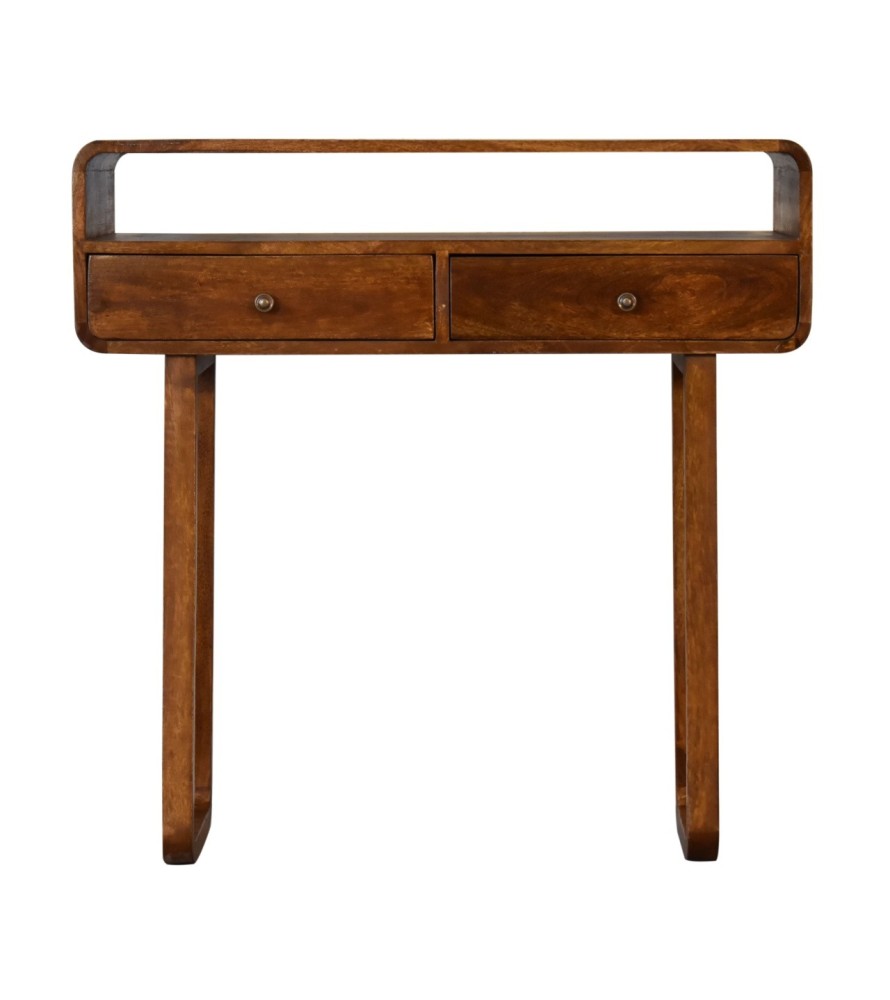 U-Curved Chestnut Console Table