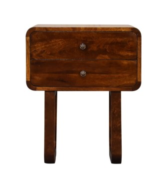 Table de chevet finition châtaigne incurvée en U
