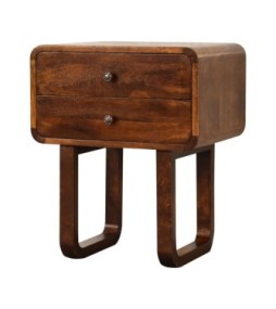 Table de chevet finition châtaigne incurvée en U