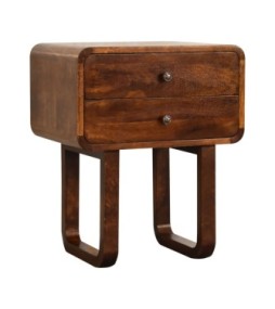 Table de chevet finition châtaigne incurvée en U