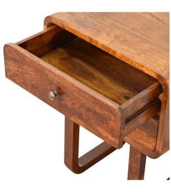 Table de chevet finition châtaigne incurvée en U