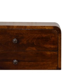 Table de chevet finition châtaigne incurvée en U