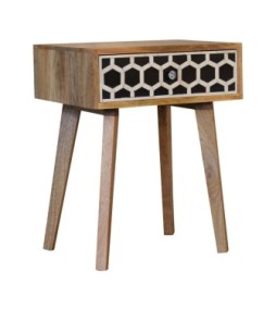 Table de chevet conique incrustée d'os