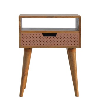 Table de chevet en cuivre perforé avec fente ouverte