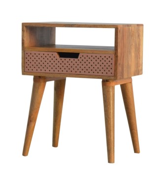 Table de chevet en cuivre perforé avec fente ouverte