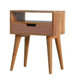 Table de chevet en cuivre perforé avec fente ouverte