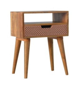 Table de chevet en cuivre perforé avec fente ouverte
