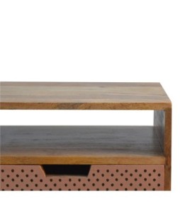 Table de chevet en cuivre perforé avec fente ouverte