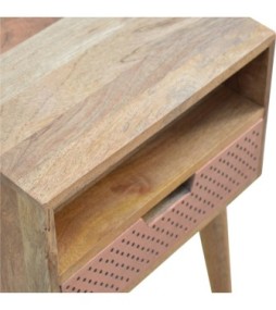Table de chevet en cuivre perforé avec fente ouverte