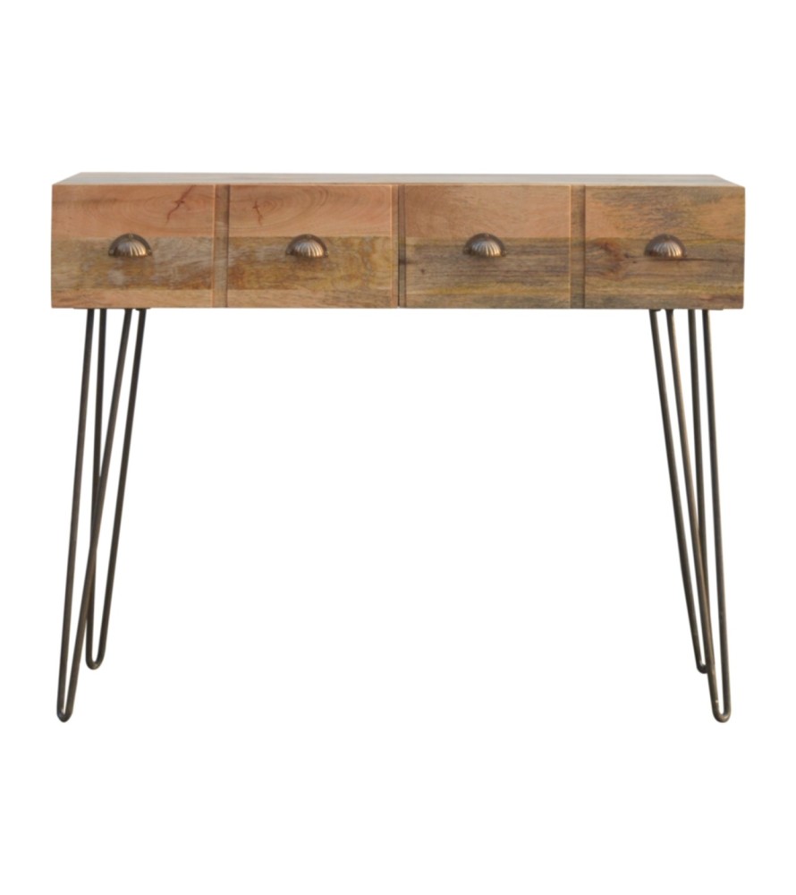 Iron Base 2 Drawer Console Table