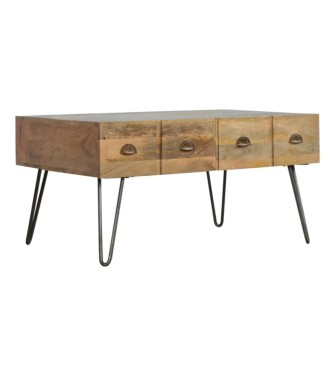 Iron Base Coffee Table with 2 Drawers