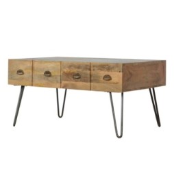 Iron Base Coffee Table with 2 Drawers