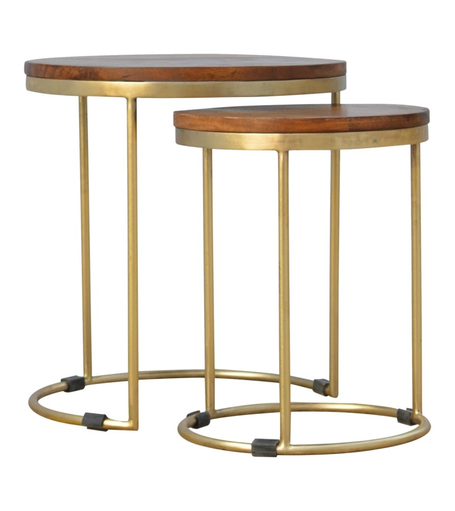 Tabouret gigogne doré (lot de 2)