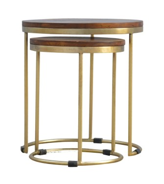 Tabouret gigogne doré (lot de 2)