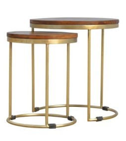 Tabouret gigogne doré (lot de 2)