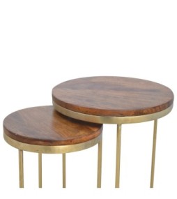 Tabouret gigogne doré (lot de 2)